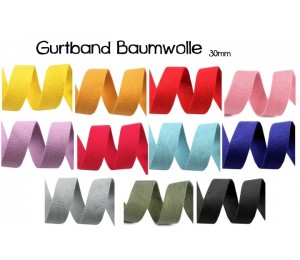 Gurtband Baumwolle Breite 30 mm verschiedene Farben